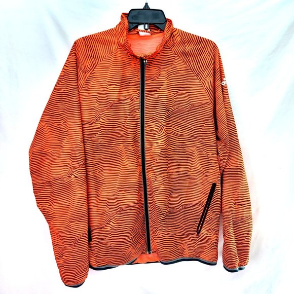 Adidas Men's Wind Breaker Striped Orange/Black - Size Large - Picture 1 of 7